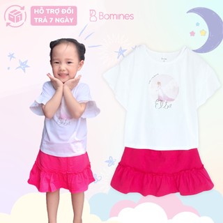 Váy bé gái Elsa BOMINES, thun cotton thoáng mát cho bé 10- 27kg DTNSETELSACHANVAYTAYLOE