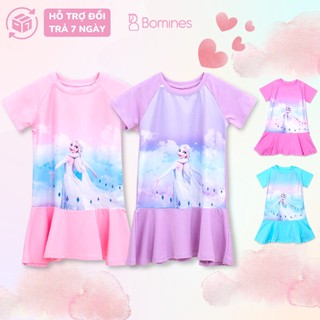 Váy bé gái công chúa Elsa BOMINES, chất thun cotton thoáng, mềm, nhẹ cho bé 3- 10 tuổi, 12- 30kg DAMTAYNGANPHOIELSA3DMAY