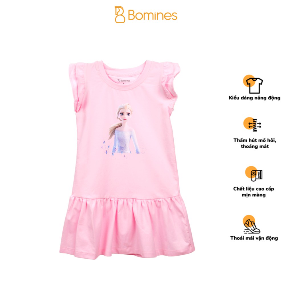 Váy bé gái BOMINES, tay cánh tiên, công chúa Elsa, chất cotton mát nhẹ cho bé 3- 10 tuổi, 10- 30kg DAMCANHTIEN2LOPELSAPH