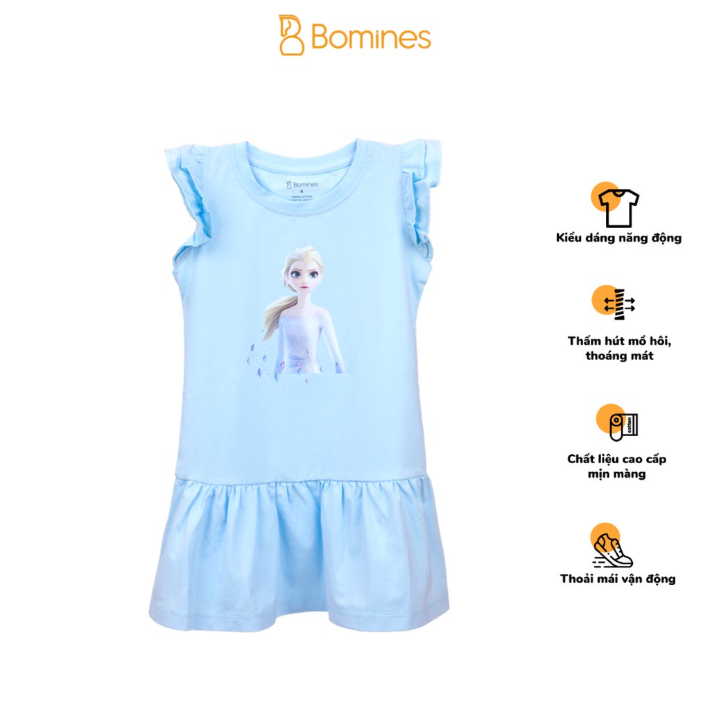 Váy bé gái BOMINES, tay cánh tiên, công chúa Elsa, chất cotton mát nhẹ cho bé 3- 10 tuổi, 10- 30kg DAMCANHTIEN2LOPELSAPH