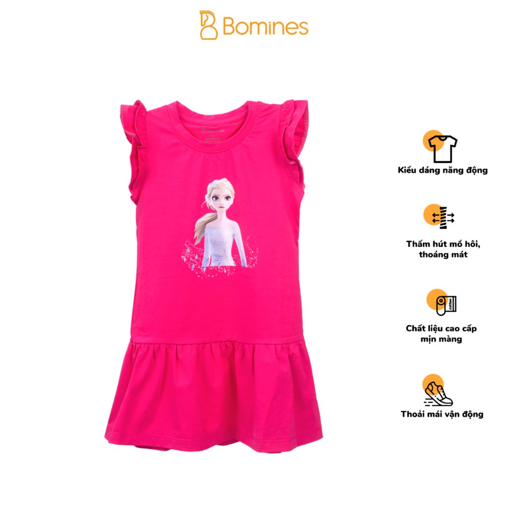 Váy bé gái BOMINES, tay cánh tiên, công chúa Elsa, chất cotton mát nhẹ cho bé 3- 10 tuổi, 10- 30kg DAMCANHTIEN2LOPELSAPH