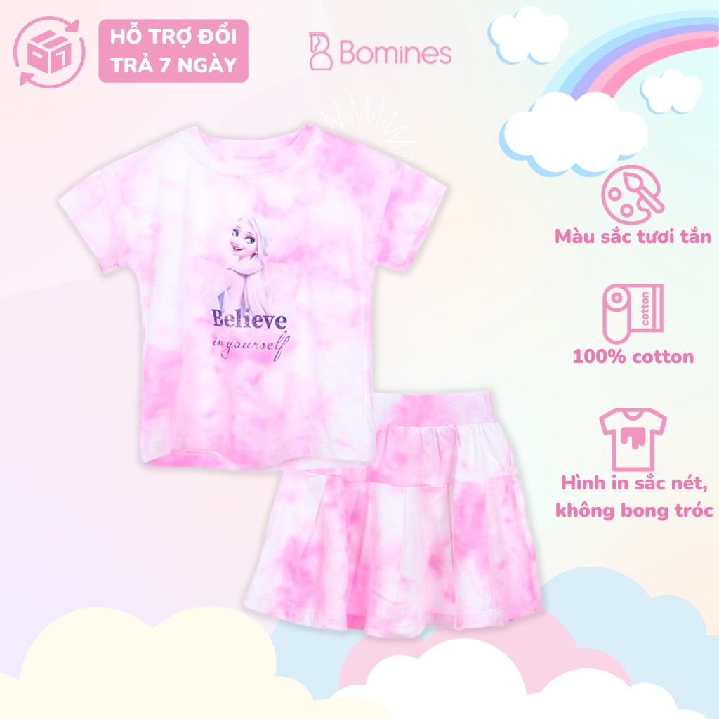 Váy bé gái BOMINES thun cotton thoáng mát cho bé 3- 10 tuổi, 12- 30kg SETCHANVAYLOANGMAUELSA