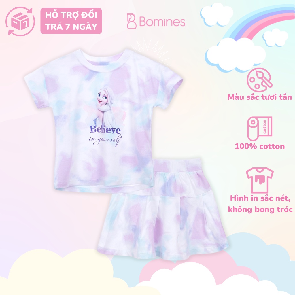 Váy bé gái BOMINES thun cotton thoáng mát cho bé 3- 10 tuổi, 12- 30kg SETCHANVAYLOANGMAUELSA