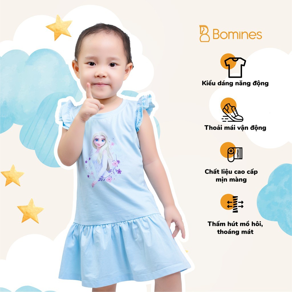 Váy bé gái công chúa BOMINES, tay cánh tiên, chất cotton thoáng mịn cho bé 3- 10 tuổi, 12- 30kg DAMCANHTIEN2LOPELSAHOA
