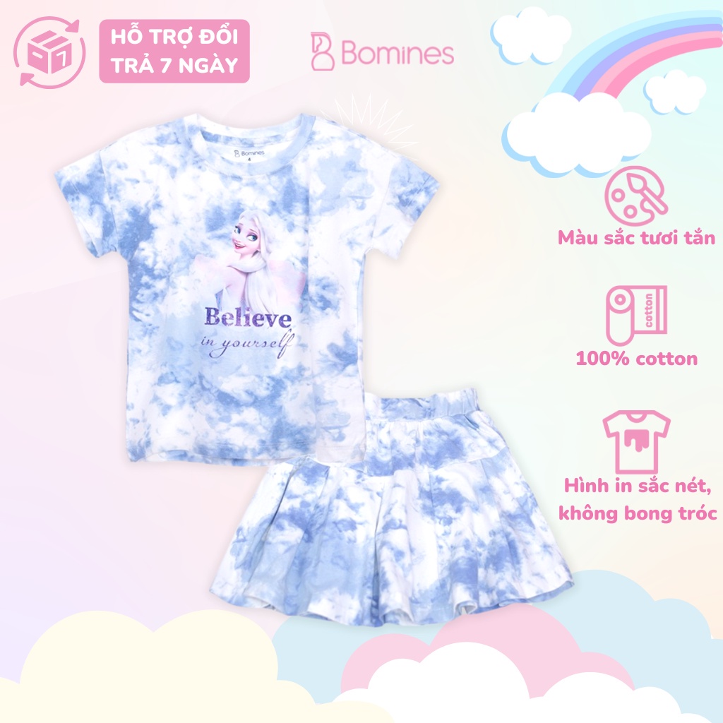 Váy bé gái BOMINES thun cotton thoáng mát cho bé 3- 10 tuổi, 12- 30kg SETCHANVAYLOANGMAUELSA