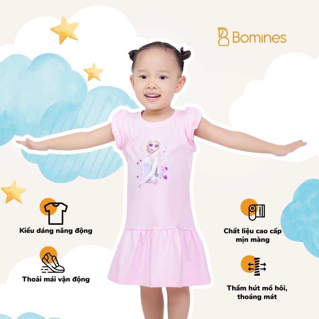 Váy bé gái công chúa BOMINES, tay cánh tiên, chất cotton thoáng mịn cho bé 3- 10 tuổi, 12- 30kg DAMCANHTIEN2LOPELSAHOA