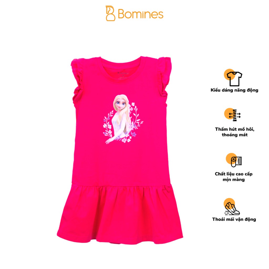 Váy bé gái công chúa BOMINES, tay cánh tiên, chất cotton thoáng mịn cho bé 3- 10 tuổi, 12- 30kg DAMCANHTIEN2LOPELSAHOA
