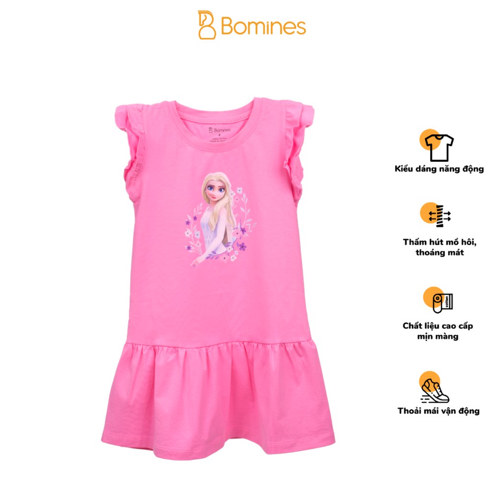 Váy bé gái công chúa BOMINES, tay cánh tiên, chất cotton thoáng mịn cho bé 3- 10 tuổi, 12- 30kg DAMCANHTIEN2LOPELSAHOA