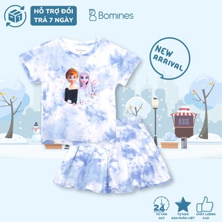 Váy bé gái công chúa Elsa BOMINES, vải cotton mát mịn, cho bé 12- 30kg SETCHANVAYLOANGMAUELSAANNA
