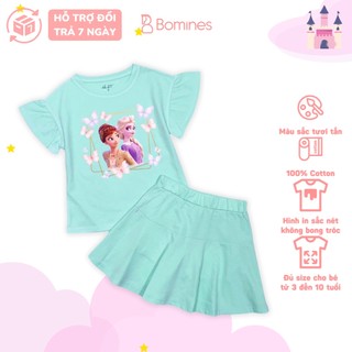 Váy bé gái BOMINES,set chân váy chất thun cotton thoáng mát cho bé 3- 10 tuổi, 12- 30kg SETCVELSABUOM