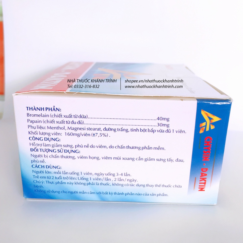 Alpha Chysin – Daktin giảm sưng tấy, phù nề