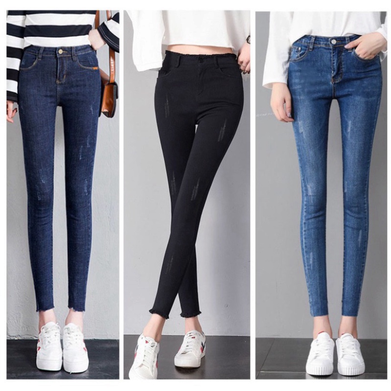 Quần jean nữ Skinny quần bò Nữ Dáng Ôm Lai Tua co và giãn [Z02] a15 | BigBuy360 - bigbuy360.vn