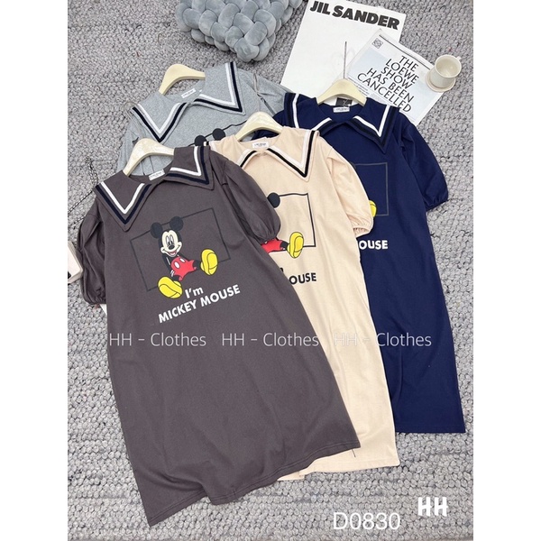 Đầm thun suông mickey cổ thuỷ thủ D0830