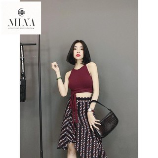 Crop Cổ Vuông Cột Vòng Bụng  - 1757