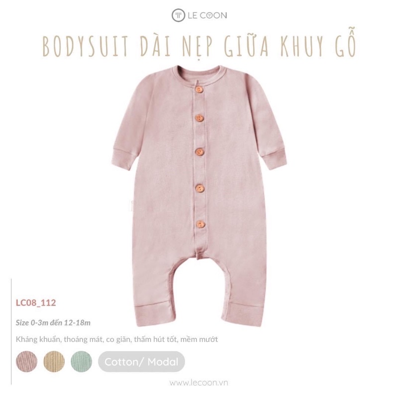 Bộ liền body dài tay cúc bấm vải đẹp mềm mịn