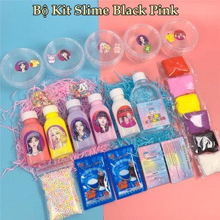 Bộ kit làm slime black pink 31 món cao cấp - nguyên liệu đầy đủ làm slime bơ,slime mây,slime basic