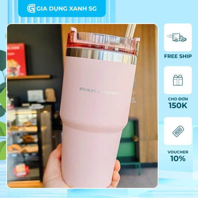 Ly Nước Giữ Nhiệt Starbucks, bình giữ nhiệt starbuck / have a nice day cao cấp 600ml lõi inox, cốc giữ nhiệt có ống hút