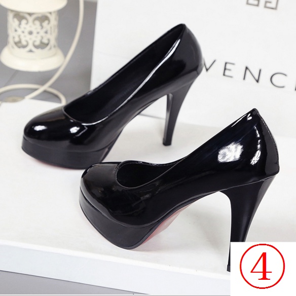 Giày Cao Gót 10cm 7cm 5cm Mũi Tròn Màu Đỏ Phong Cách Công Sở Cho Nữ