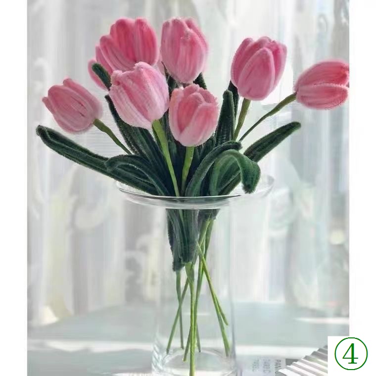 Bó Hoa Tulip Giả Dạng Xoắn Bằng Lông Cừu Làm Quà Tặng Ngày Lễ Tình Nhân Cho Mẹ