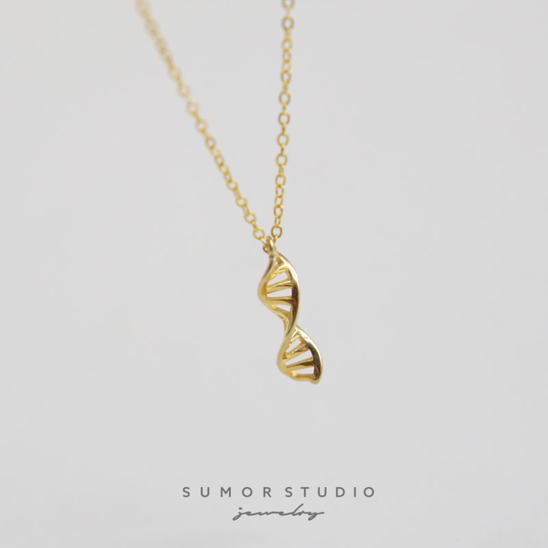 Vòng cổ Mạ Bạc 925 Mặt Hình Phân Tử DNA helix Cá Tính Dễ Phối Đồ Cho Nữ