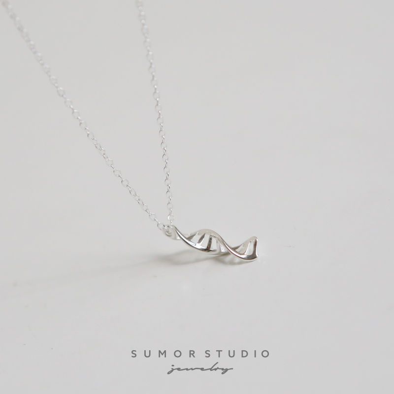 Vòng cổ Mạ Bạc 925 Mặt Hình Phân Tử DNA helix Cá Tính Dễ Phối Đồ Cho Nữ