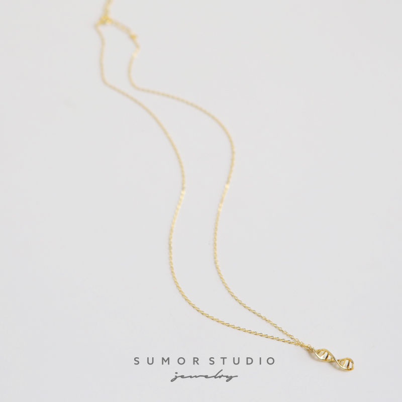 Vòng cổ Mạ Bạc 925 Mặt Hình Phân Tử DNA helix Cá Tính Dễ Phối Đồ Cho Nữ