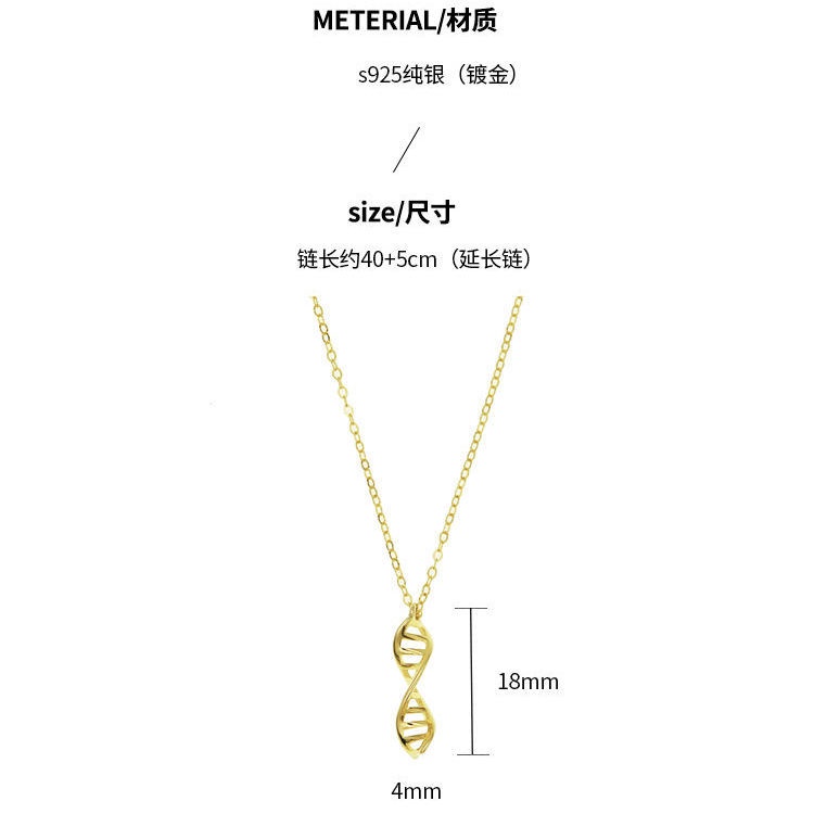 Vòng cổ Mạ Bạc 925 Mặt Hình Phân Tử DNA helix Cá Tính Dễ Phối Đồ Cho Nữ