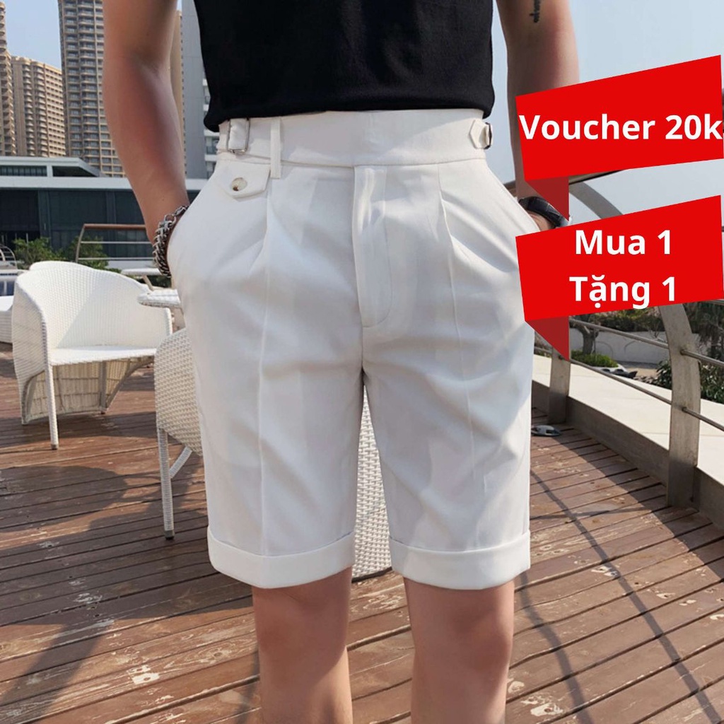Quần Short Nam Cạp Cao Đai Lệch VNICESTORE, Kiểu Dáng Trẻ Trung Lịch Sự Sang Trọng
