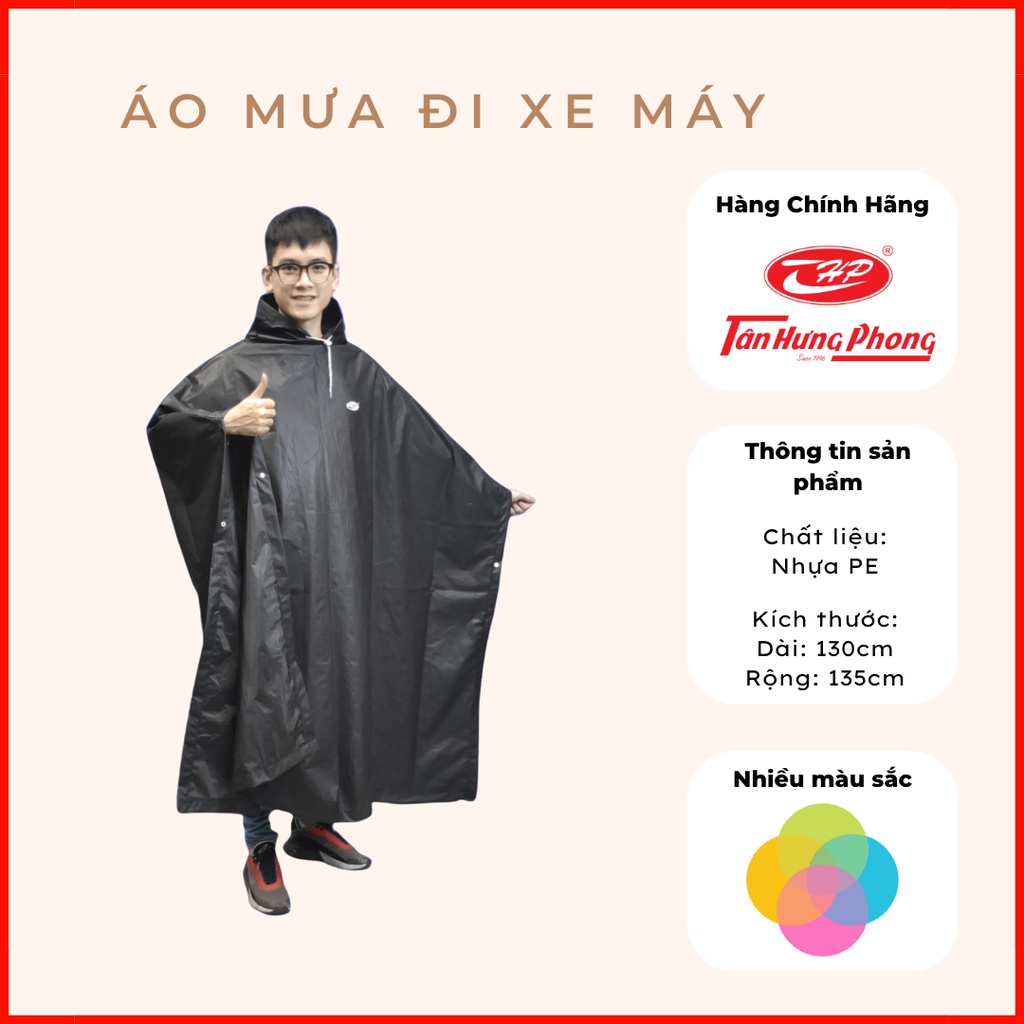 Áo mưa đi xe máy, siêu chống nước đa dạng màu sắc chất vải PE siêu rẻ Tân Hưng Phong chính hãng