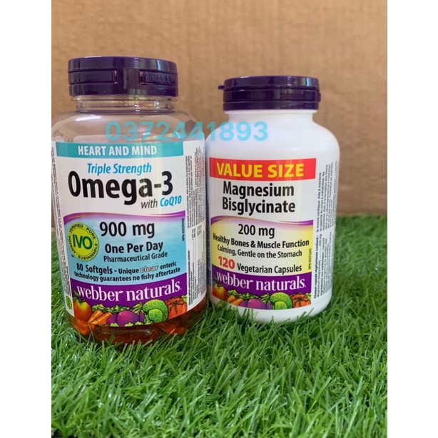 COMBO OMEGA 3 COQ10 và MAGNESIUM BISGLYCINATE WEBBER NATURALS CANADA