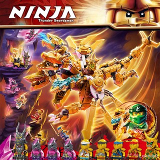 Tương thích với LEGO Phantom Ninja Gold Super Dragon Mecha Samurai Cỗ Xe Kai Lloyd Đồ Chơi Khối Xây Dựng Lắp Ráp