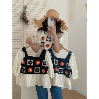 Áo len dệt phối tay sơ mi