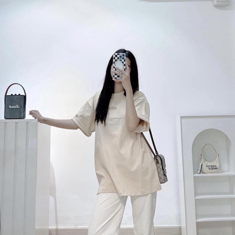 Áo thun Cao Cấp ADLV màu kem ,, chất liệu cotton thấm hút mồ hôi, áo phông nữ | BigBuy360 - bigbuy360.vn