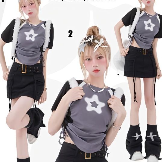 Áo Thun Ngắn Tay Cổ Tròn Dáng Ôm In Họa Tiết Thời Trang Mùa Hè Dành Cho Nữ