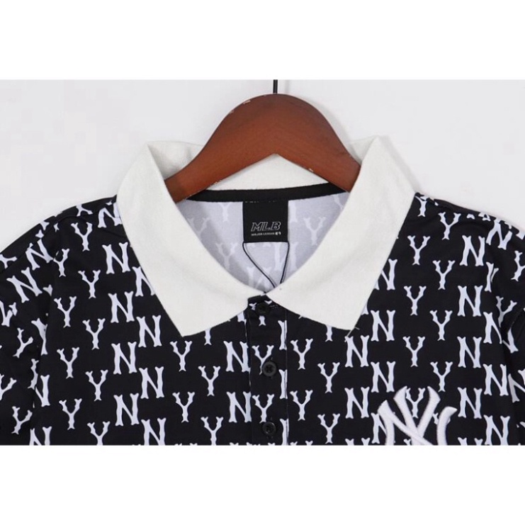 Áo Thun POLO cotton Ngắn Tay Họa Tiết MLB Áo thun unisex nam nữ from rộng oversize chất liệu 100% cotton