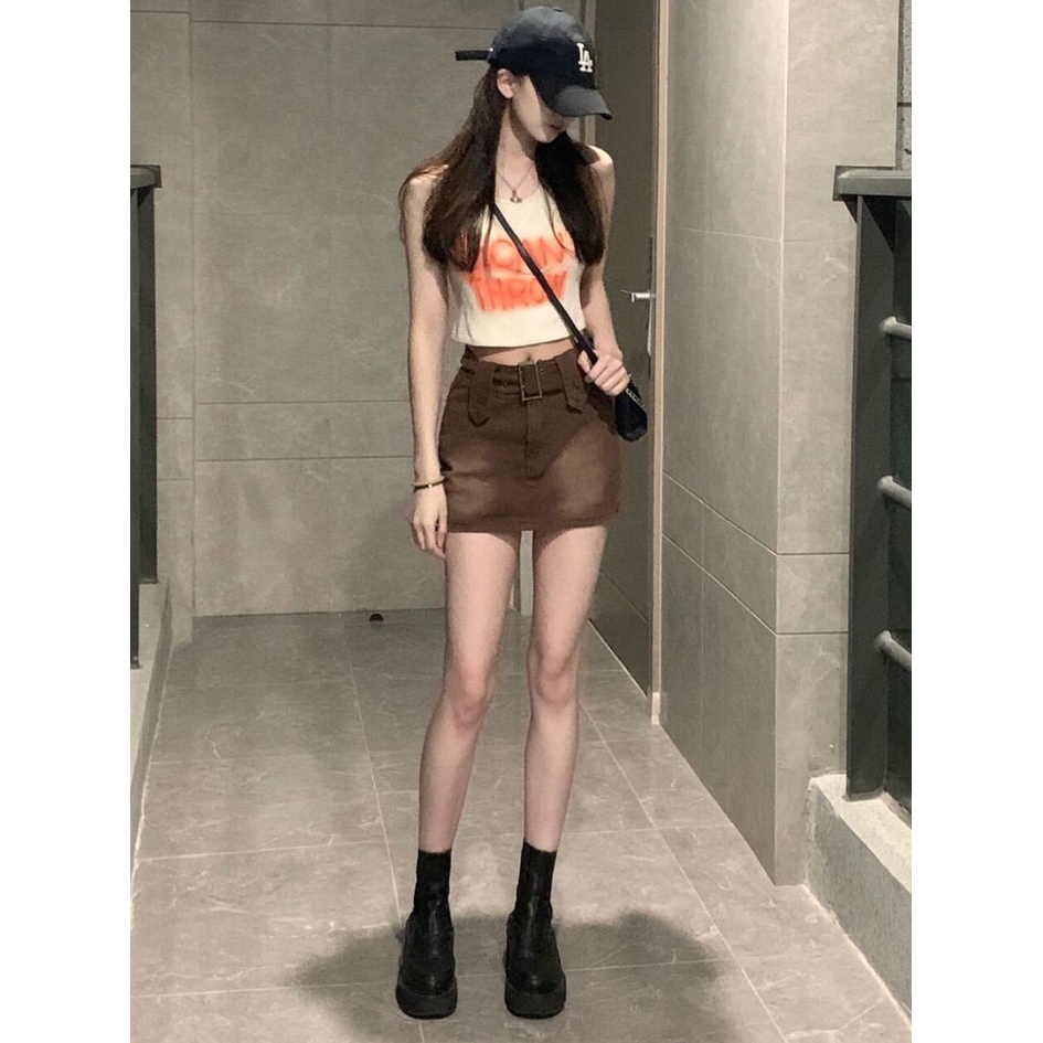 Chân Váy Denim Lưng Cao Thời Trang Mùa Hè Dành Cho Nữ