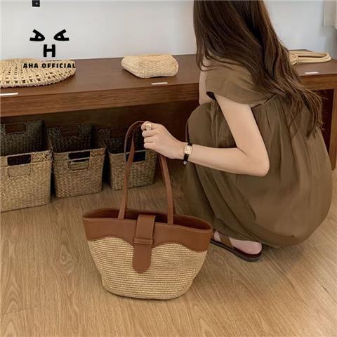 Aha Túi Tote Đeo Vai / Kẹp Nách Bằng Cói Sức Chứa Lớn Hàng Chính Thức Cho Nữ