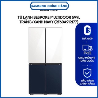 Tủ lạnh bespoke multidoor samsung 599l trắng/xanh navy rf60a91r177 - k37