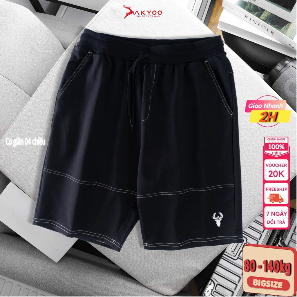 Quần short thun nam big size Akyoo 80-140kg.Chất vải thun mềm mại, thoải mái khi mặc - ST DEN A1