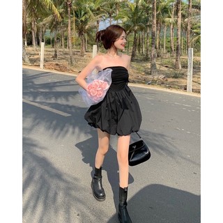 Đầm BabyDoll Ống Đen Ngắn Phồng Thời Trang Mùa Hè