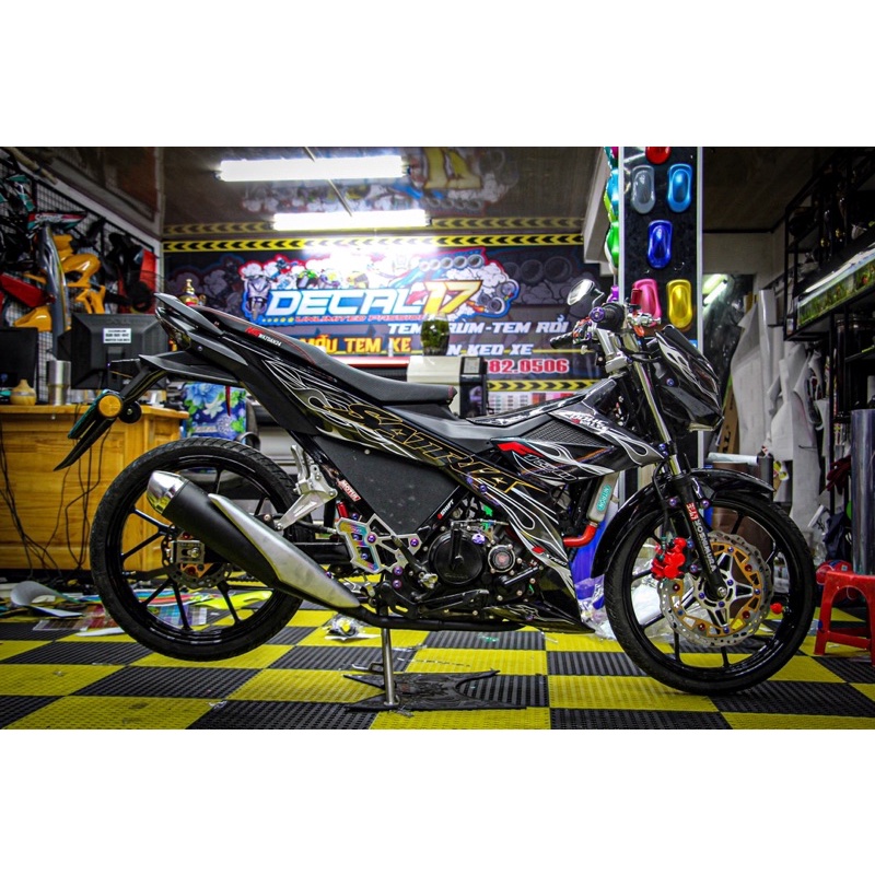 tem lửa cho xe satria full đen