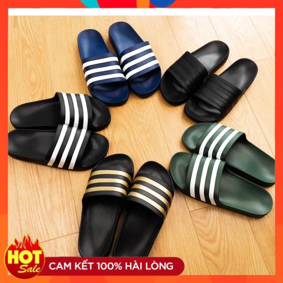 Dép Đúc Nguyên Khối Siêu Nhẹ Unisex Đas Quai Ngang 3 Sọc Thể Thao Chống Nước