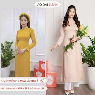 Áo dài truyền thống - áo dài cách tân lụa tây thi cổ đính hạt truyền thống-bb04