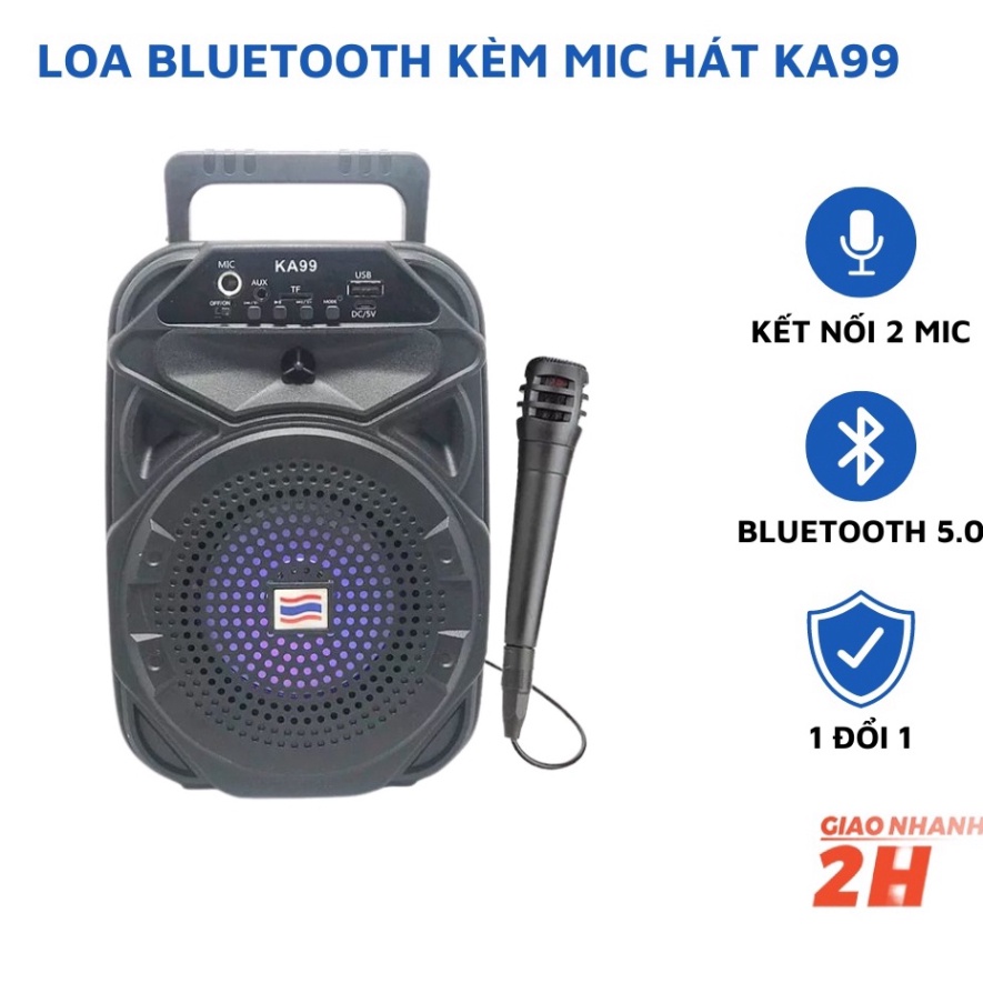 Loa bluetooth MINPRO - KA99, loa karaoke mini không dây kèm mic công suất lớn bluetooth 5.0