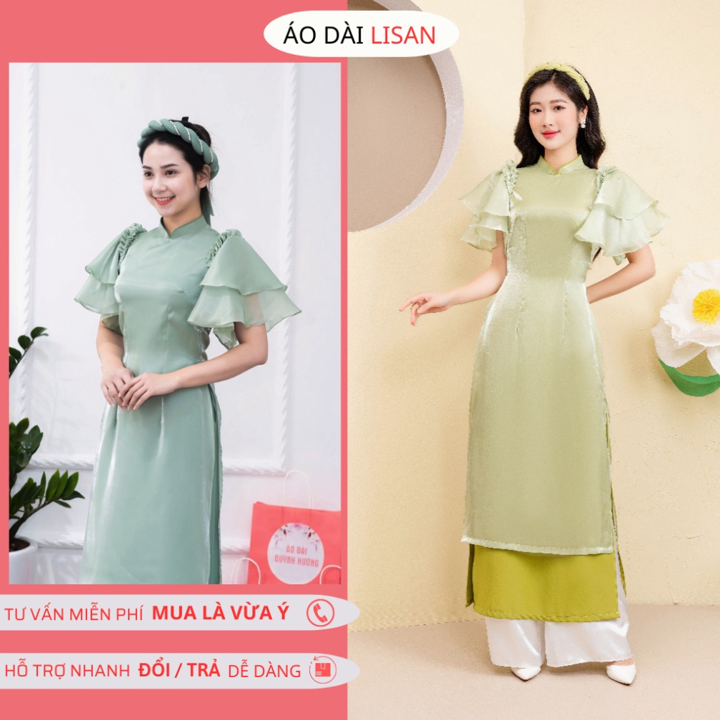 Áo Dài Truyền Thống - Áo Dài Voan Tơ Cánh Tiên Mini Tay Bồng-BB08