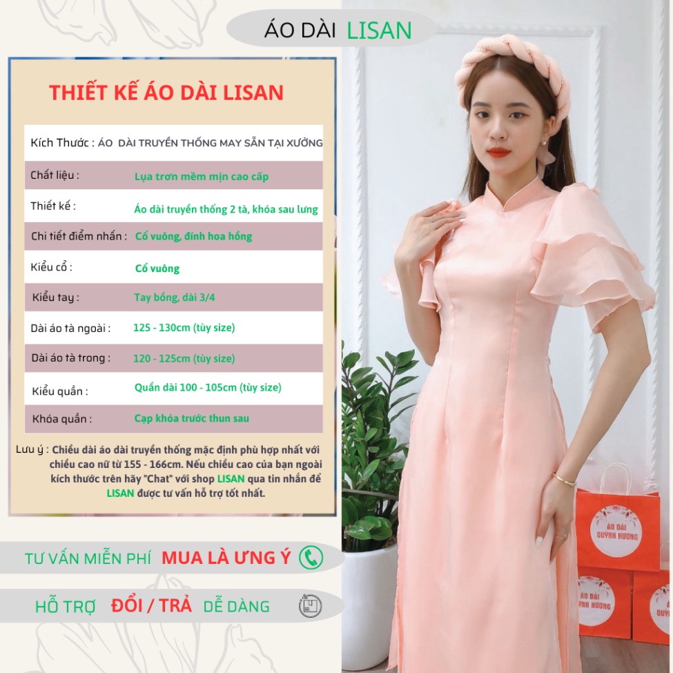 Áo Dài Truyền Thống - Áo Dài Voan Tơ Cánh Tiên Mini Tay Bồng-BB08 | BigBuy360 - bigbuy360.vn