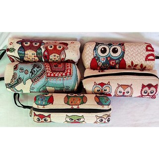 Túi Đựng Bút Mỹ Phẩm Thổ Cẩm Trơn Siêu Bền Phong Cách Vintage - Decor Nhà Xinh QU2