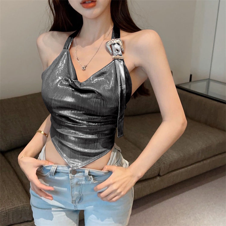 Jiashucheng Áo Sát Nách Hở Rốn Dáng Ôm Thời Trang Mùa Hè Mỹ Dành Cho Bạn Nữ