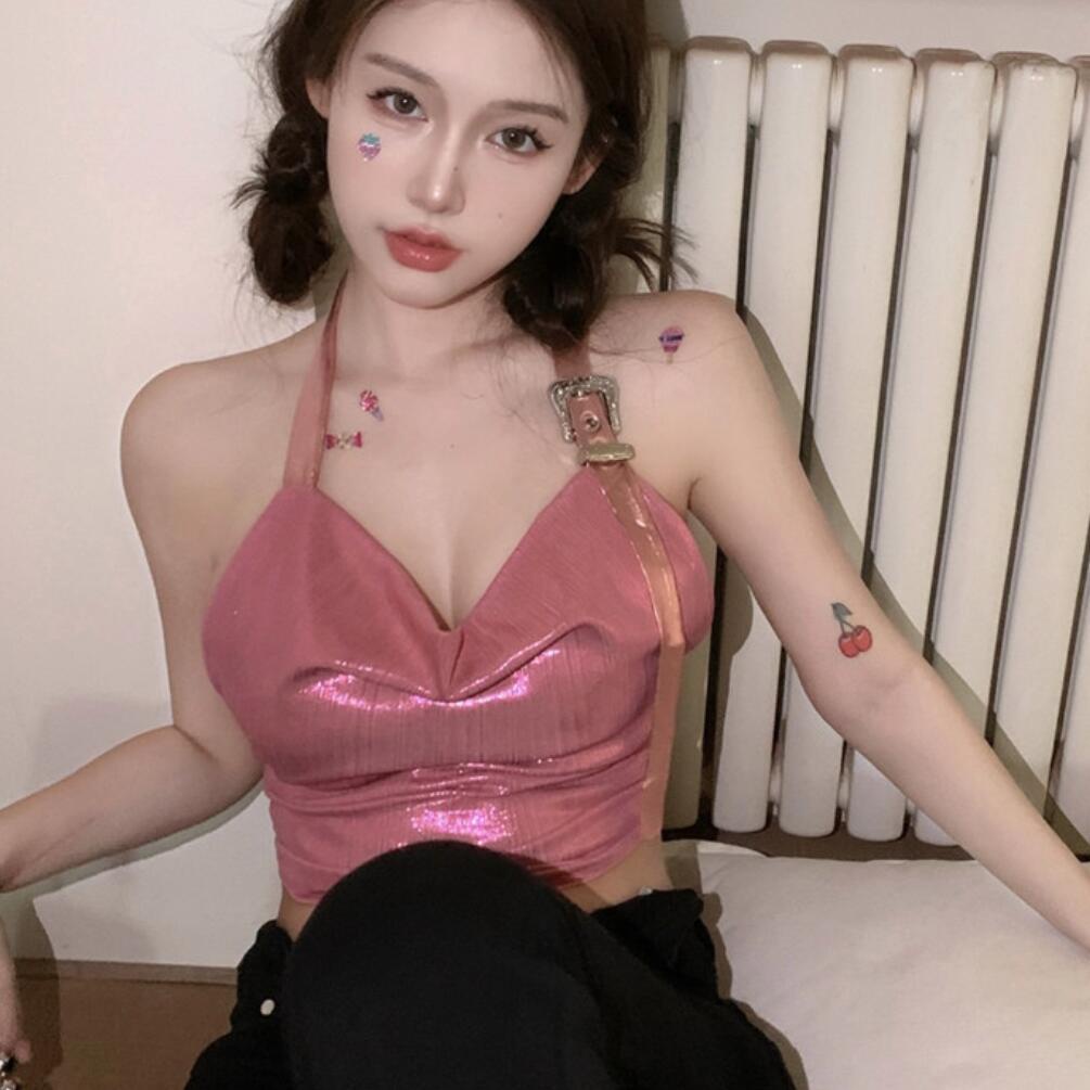 Jiashucheng Áo Sát Nách Hở Rốn Dáng Ôm Thời Trang Mùa Hè Mỹ Dành Cho Bạn Nữ