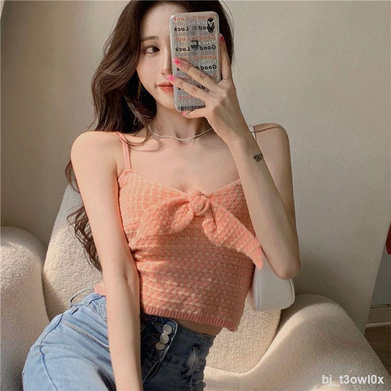 Nơ Yếm Bên Trong Nữ Mặc Áo Khoác Ngoài Mùa Xuân Ngọt Ngào Đầu Ống Gợi Cảm Hàng Đầu Dệt Kim